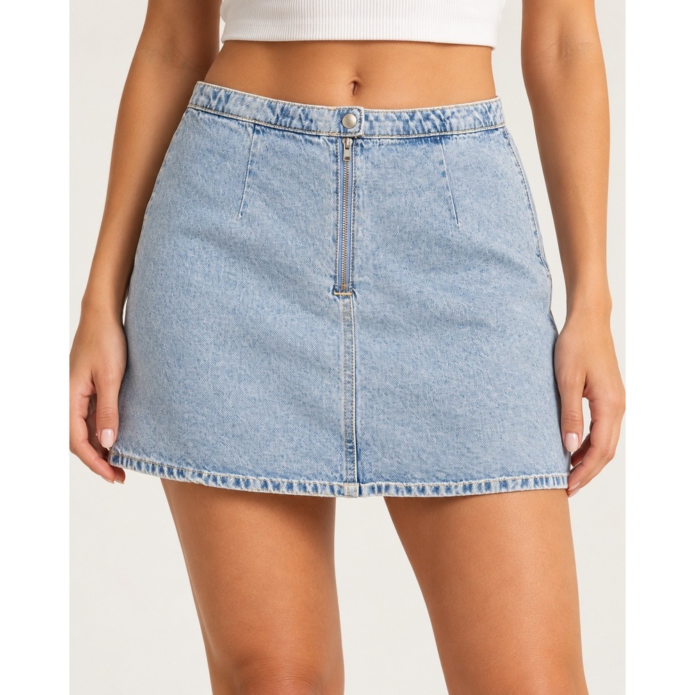 H&M Divided Light Wash Denim Mini Skirt Size 12 A-Line Casual Blue Skirt